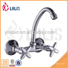 China sanitary ware chrome double handle wall mount kitchen faucet